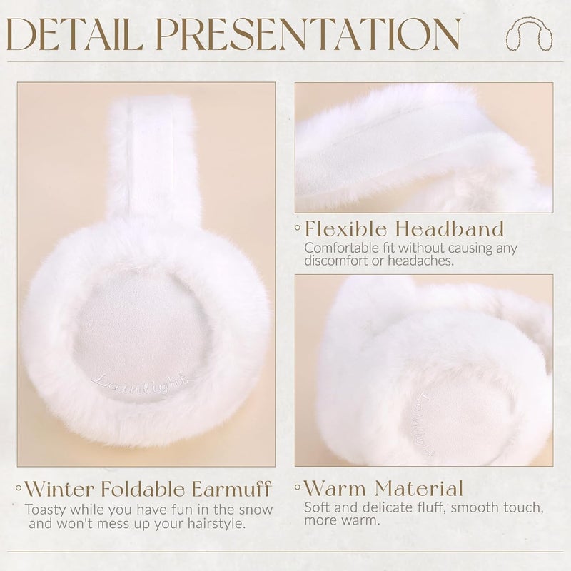 Lainlight Store Ear Muffs for Winter Women Faux Fur Warm Earmuffs Foldable Cute Fuzzy Ear Warmers - Image 3